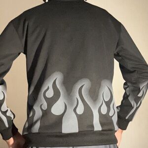 Black and grey flame sweatshirt